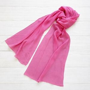 SILK - Vintage Pink Silk Scarf With Rolled Hem
